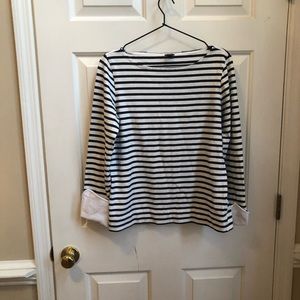 - J. crew stripped top with cuffed sleeves